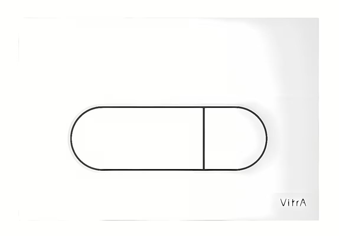 Białe plastikowe przyciski spłukujące przycisk Vitra Root Round pro do modułów podtynkowych vitra.