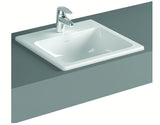 Umywalka wpuszczana W Blat Vitra S20 55 x 45 cm z białej ceramiki z przelewem i otworem pro baterię pośrodku