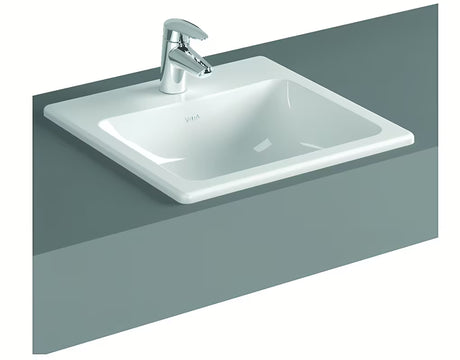 Umywalka wpuszczana W Blat Vitra S20 55 x 45 cm z białej ceramiki z przelewem i otworem pro baterię pośrodku