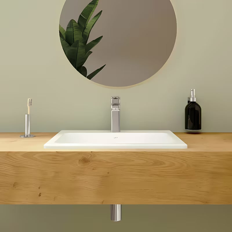 Umywalka wpuszczana W Blat Vitra S20 55 x 45 cm z białej ceramiki z przelewem i otworem pro baterię pośrodku