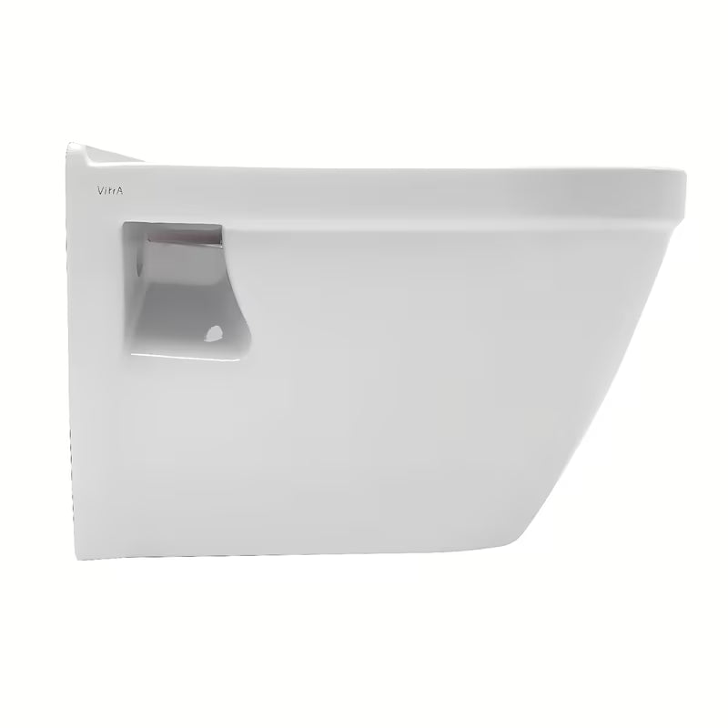Białe miska WC wisząca vitra S50 z widocznym bocznym mocowaniem