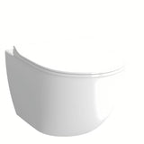 Białe miska WC wisząca vitra Shift bez układu spłukującego z ukrytym mocowaniem i zaokrąglonym kształtem.