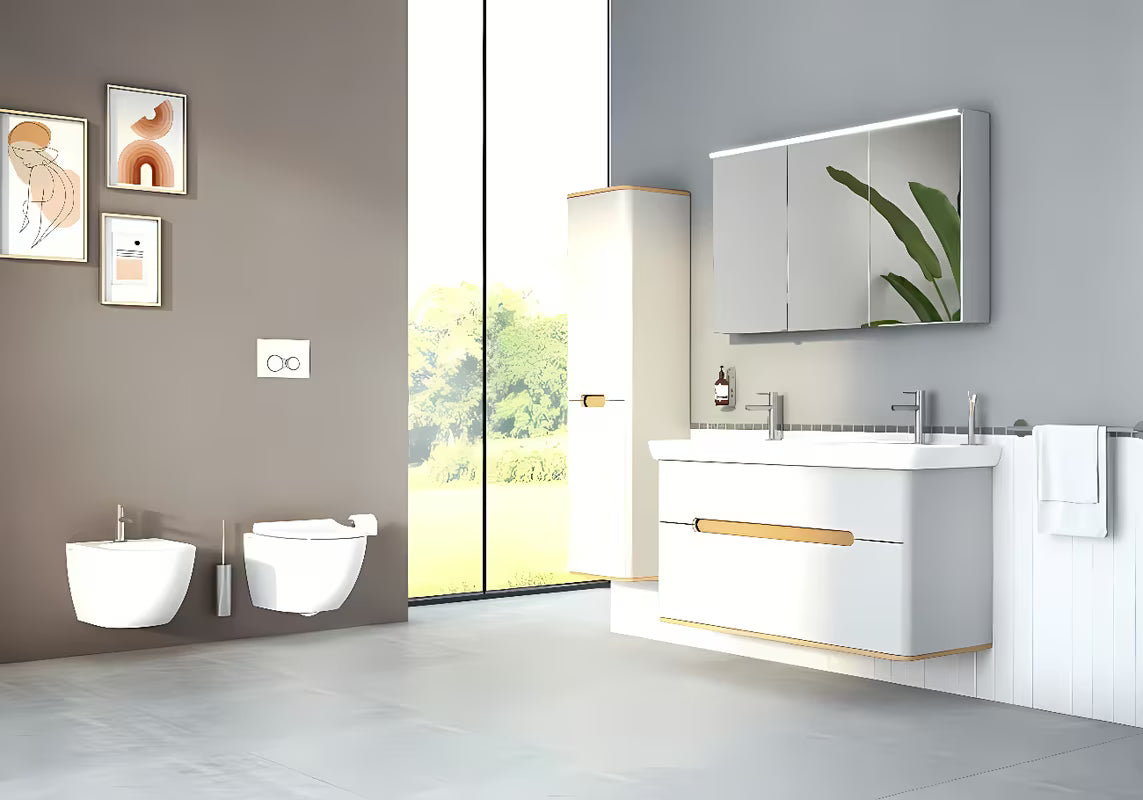 Biały wiszący bidet vitra Shift z ukrytym mocowaniem ceramiki, bez widocznych zaślepek i otworów.