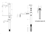 Wysoka jednouchwytowa bateria umywalkowa stojąca WF Industrial w wykończeniu olejowany brąz Dark-Metal.