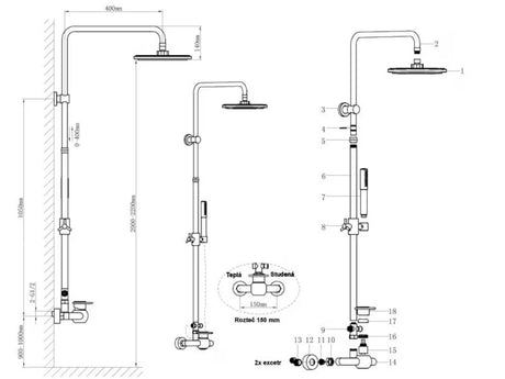 System prysznicowy WF Industrial w wykończeniu olejowany brąz z deszczownicą 20 cm